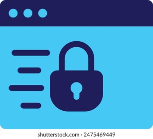 web security in SEO icon flat style with blue color