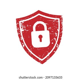 Web Security shield icon shape symbol set. Police badge logo sign collection. Vector illustration image. isolated on white background. Grunge rubber stamp style.