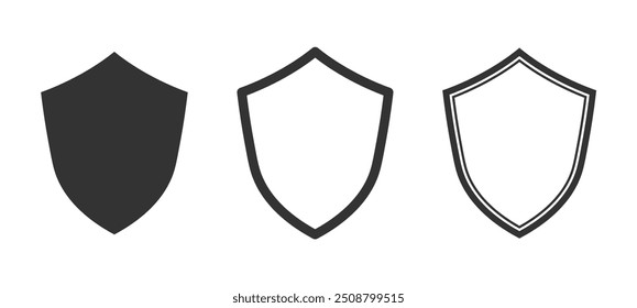 Web Security shield icon shape symbol set. Police badge logo sign collection. Vector illustration image. isolated on white background. Grunge rubber stamp style.	
