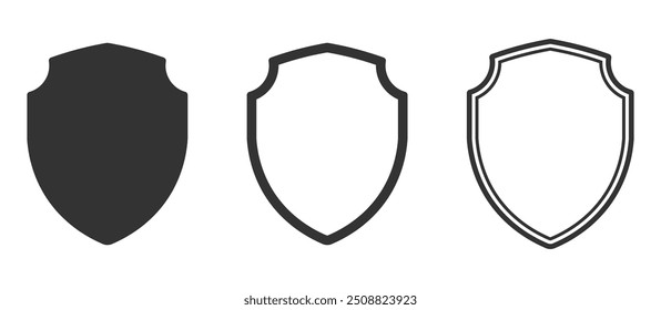 Web Security shield icon shape symbol set. Police badge logo sign collection. Vector illustration image. isolated on white background. 