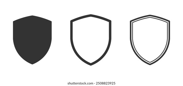 Web Security shield icon shape symbol set. Police badge logo sign collection. Vector illustration image. isolated on white background. 