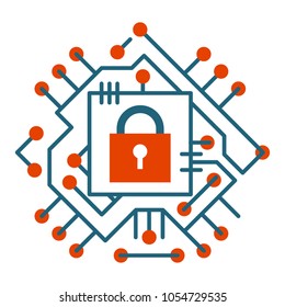 Web security technology digital internet cyber protection icon vector illustration