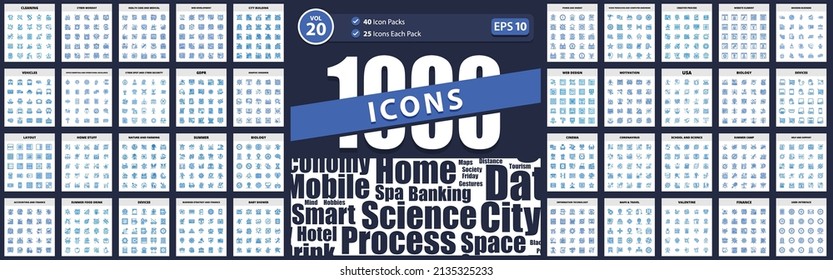 Web y SEO 1000 Icon Pack audio y video, clavija de mapas, negocios y educación, economía, atención médica y medicina