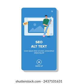 web seo alt text vector. traffic technology, ranking marketing, development agency web seo alt text web flat cartoon illustration