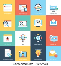 Web and Seo Flat Design Vector Icons