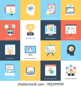 Web and Seo Flat Vector Icons