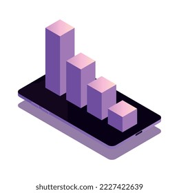 Web seo glow isometric composition with symbolic icon of content optimization isolated vector illustration