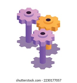 Web seo glow isometric composition with symbolic icon of content optimization isolated vector illustration