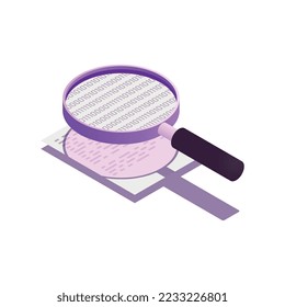 Web seo glow isometric composition with symbolic icon of content optimization isolated vector illustration