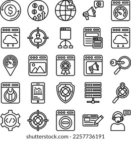 Web And SEO icons set, SEO pack, web icons set, marketing icons set, SEO collection, Web And SEO line icons set