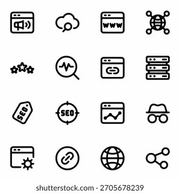 Web and SEO Outline Icon Set Collection