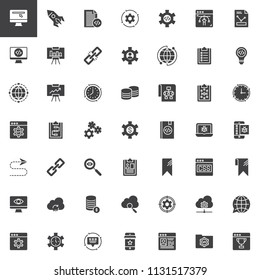Web and seo vector icons set, modern solid symbol collection, filled style pictogram pack. Signs, logo illustration. Set includes icons as Website, Speed, Coding, Settings, Configuration, Link, User