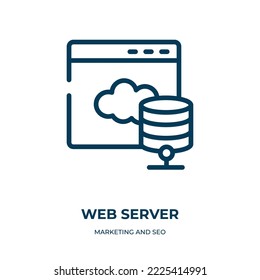 Web server icon. Linear vector illustration from marketing and seo collection. Outline web server icon vector. Thin line symbol for use on web and mobile apps, logo, print media.