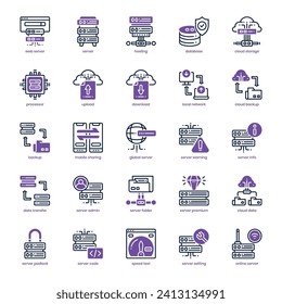 Web Server icon pack for your website design, logo, app, and user interface. Web Server icon dual tone design. Vector graphics illustration and editable stroke.