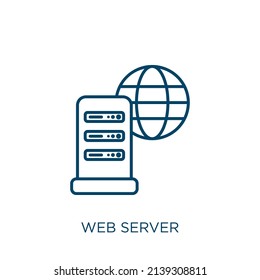 web server icon. Thin linear web server outline icon isolated on white background. Line vector web server sign, symbol for web and mobile
