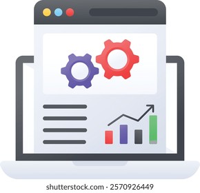 web server log analyzer concept, Control Panel Resource Reports vector color icon design, Web hosting service Symbol, Computing machines Sign, Internet Application Management stock illustration