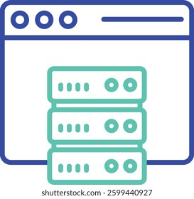 Web Server outline dual color vector illustration icon design