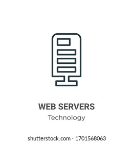 Web servers outline vector icon. Thin line black web servers icon, flat vector simple element illustration from editable technology concept isolated stroke on white background