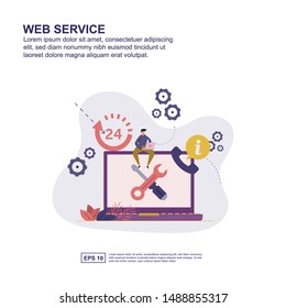 Web service concept vector illustration flat design for presentation, social media promotion, banner, and more