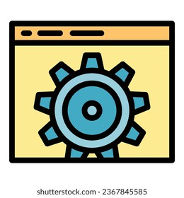 Web service icon outline vector. Work build. App code color flat