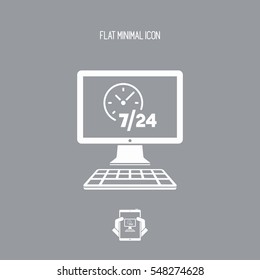 Web services 7/24 fulltime - Vector flat icon