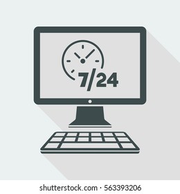 Web services 7/24 fulltime - Vector flat icon