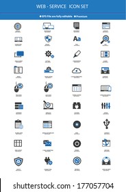 Web service,Web design Icon set,Blue version,vector