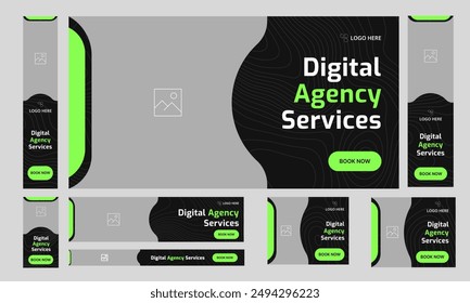 Web set digital agency banner design, startup agency web bundle banner design, fully editable vector eps 10 file format