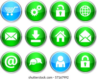 web set of round glossy icons.