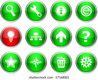 web set of round glossy icons.
