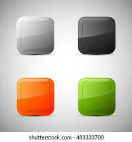 web set rounded button for website or app. Isolated bell sign with border, reflection and shadow on background. Vector eps10.
