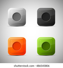 web set rounded button for website or app. Isolated bell sign with border, reflection and shadow on background. Vector eps10.
