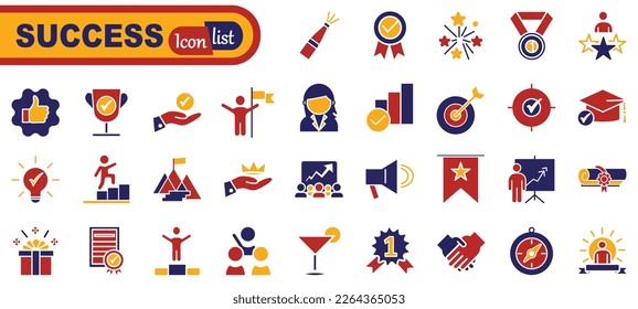 Web Set of Success, Goals and Target Related Vector Icons.

