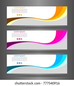 Web Set three colorful abstract modern banner texture. Vector banner background for web banner design