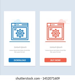 Web, Setting, Gear, Internet  Blue and Red Download and Buy Now web Widget Card Template