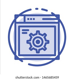 Web, Setting, Gear, Internet Blue Dotted Line Line Icon. Vector Icon Template background