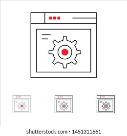 Web, Setting, Gear, Internet Bold and thin black line icon set