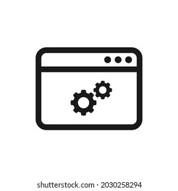 Web settings. Browser tab with gear icon design isolated on white background. Vector illustration