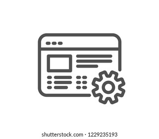Web settings line icon. Engineering cogwheel tool sign. Cog gear symbol. Quality design flat app element. Editable stroke Web settings icon. Vector