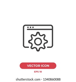 Web settings symbol vector icon. Ui/Ux. White background. Premium quality.