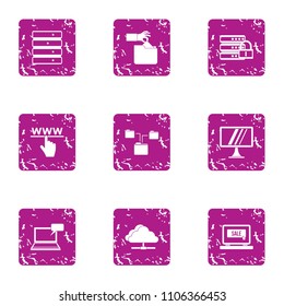 Web share icons set. Grunge set of 9 web share vector icons for web isolated on white background