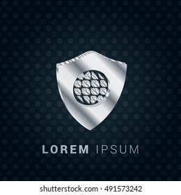 Web Shield 3D silver/platinum metallic chromium precious Icon / Logo Design