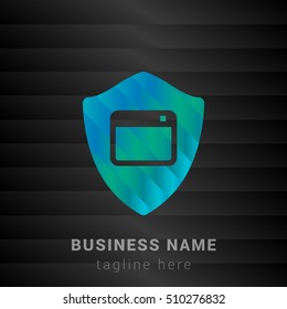 Web shield Blue,Green and Black silk fashion premium icon / Logo