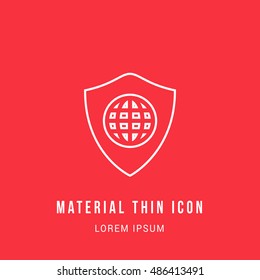 Web Shield Bright red material designed line thin flat icon / logo