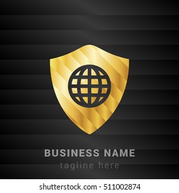 Web Shield Gold and Black silk fashion premium icon / Logo