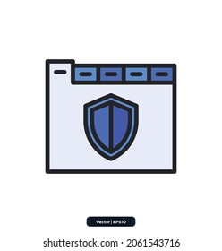 Web shield icon. Protection and Security Icons Set. Cyber Security Icon Concept. Pixel perfect.