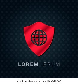 Web Shield Red chromium precious metallic 3D Icon / Logo Design