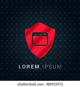 Web shield Red chromium precious metallic 3D Icon / Logo Design