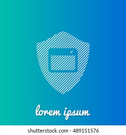 Web shield White stroke fill with blue & green gradient background Icon / Logo Design