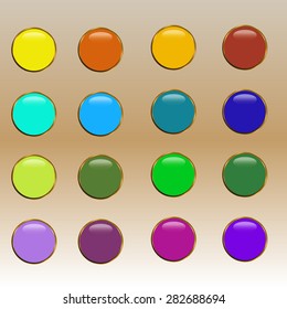 Web shine glossy button with golden frame 